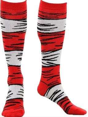 Dr. Seuss "The Cat in the Hat" Adult Socks Knee-high Red & White Stripes Costume